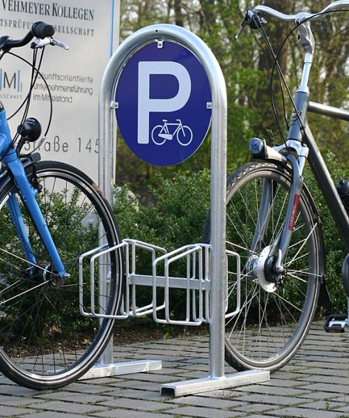 Fahrradständer mit runder Werbefläche